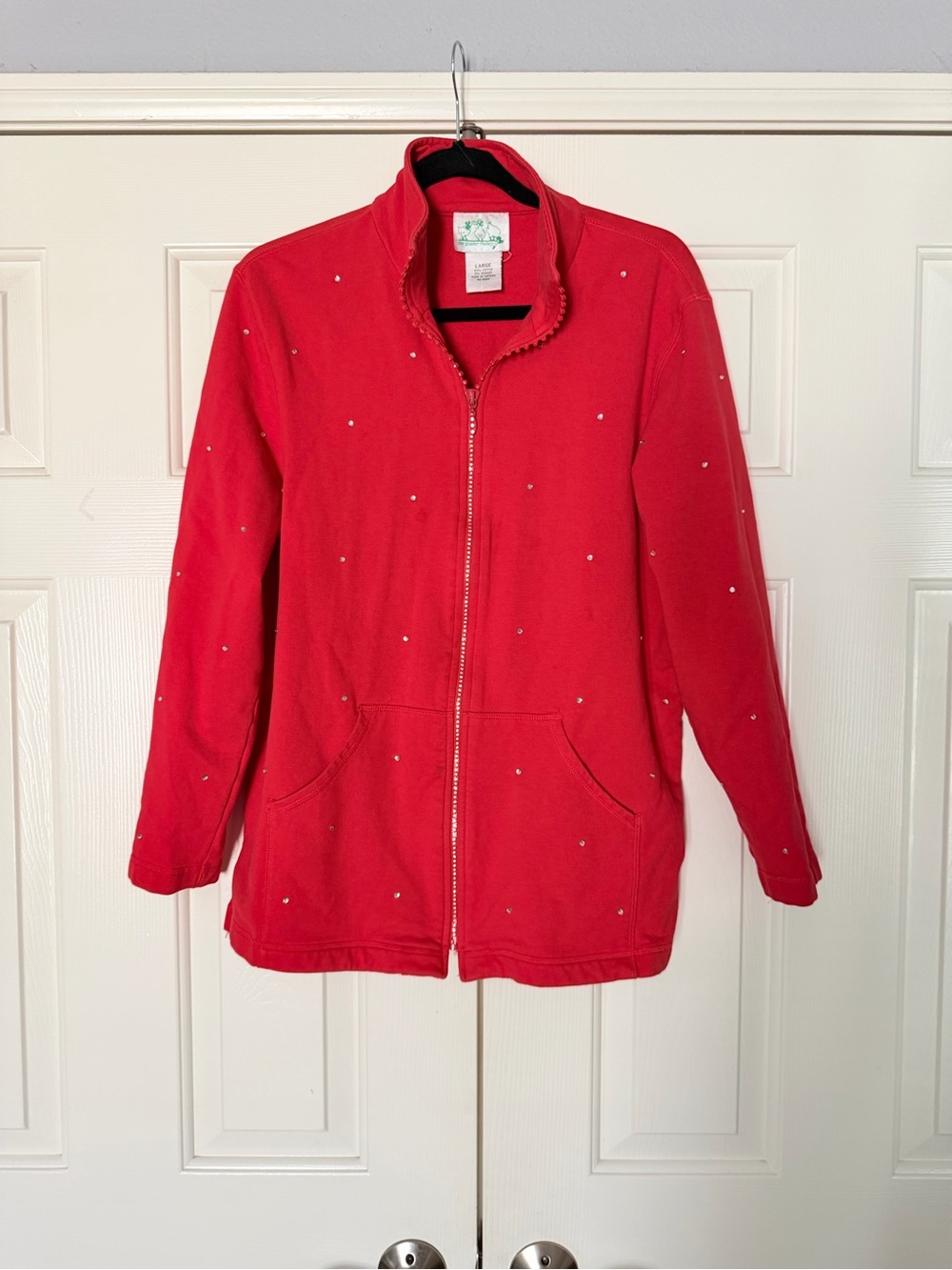 Vintage Quacker Factory Red Rhinestone Zip-Front Jacket